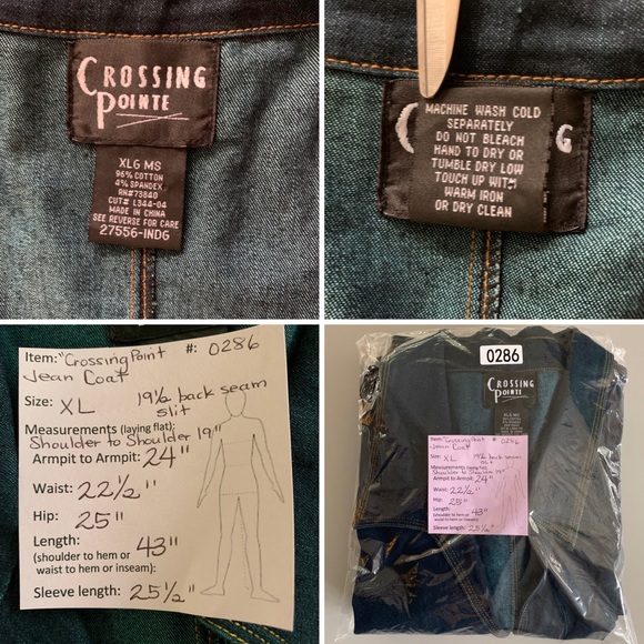 “Crossing Point” Dark Wash Jean Coat Duster Classy - Picture 5 of 8